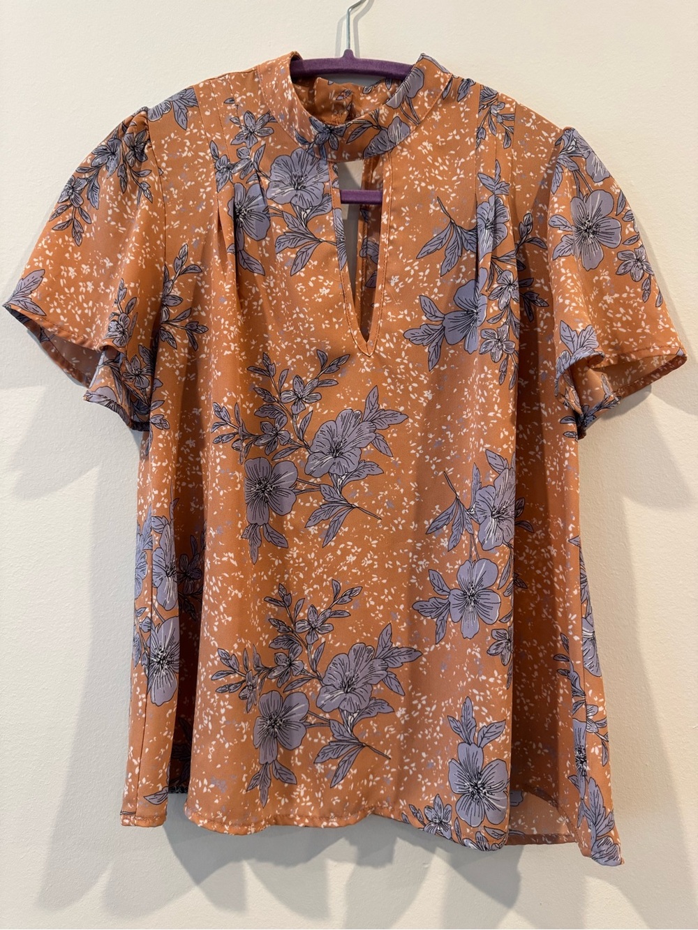 Sienna Sky Blush Color Blouse with Lavender Floral Print